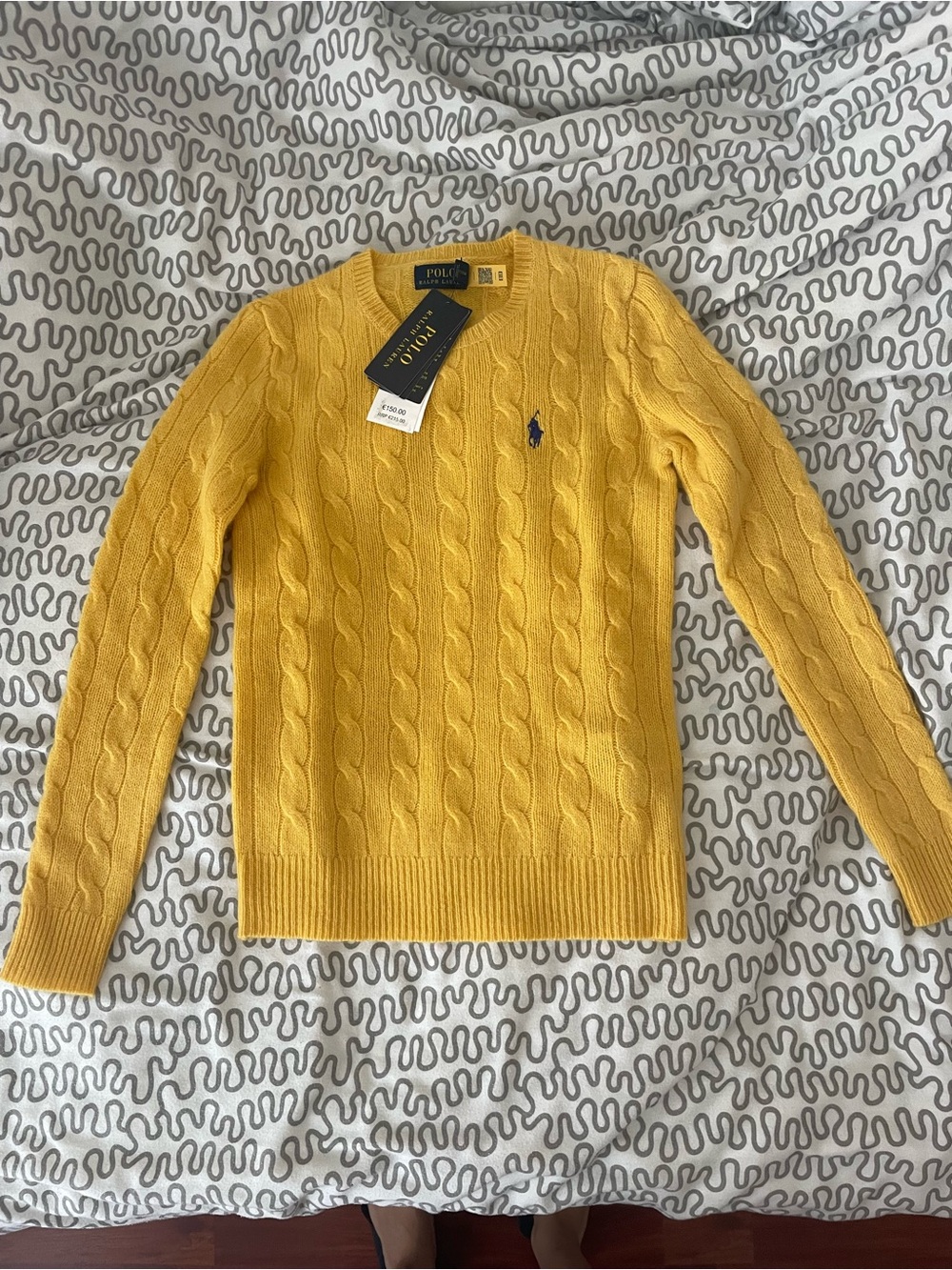 Polo by Ralph Lauren women’s Yellow Cable-Knit Crewneck Sweater